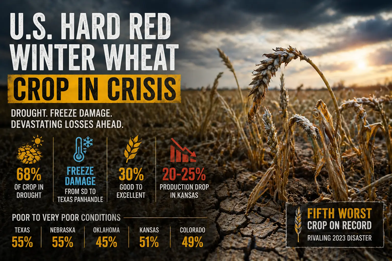 Hard Red Winter Wheat Faces Severe Losses in 2026
